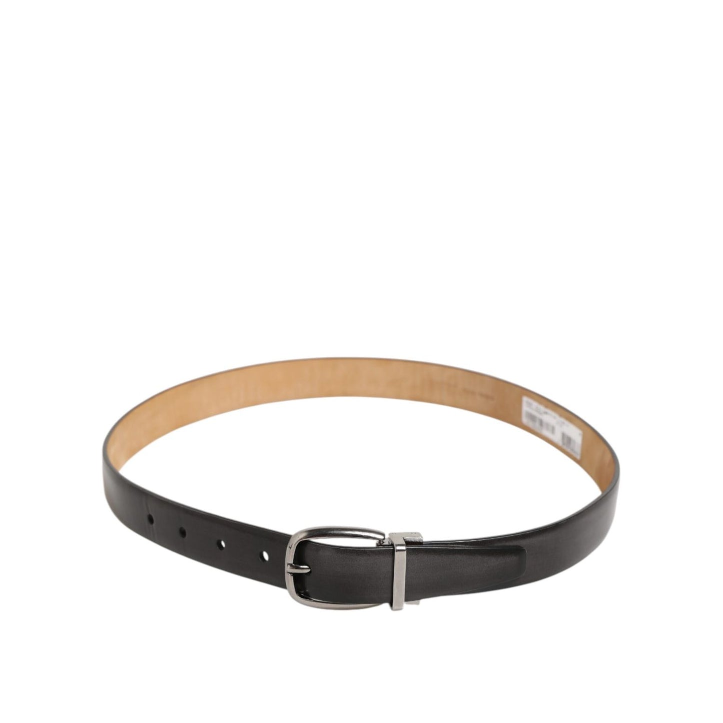 Dolce & Gabbana Black Classic Leather Silver-Tone Buckle Belt