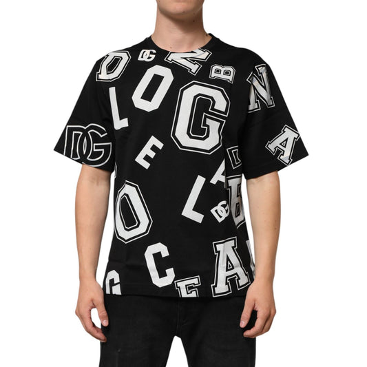 Dolce & Gabbana Black Cotton Letter Logo Short Sleeve T-shirt TSH91180-48