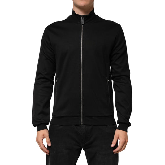 Dolce & Gabbana Black Cotton Logo Full Zip Men Bomber Jacket TSH90779-52