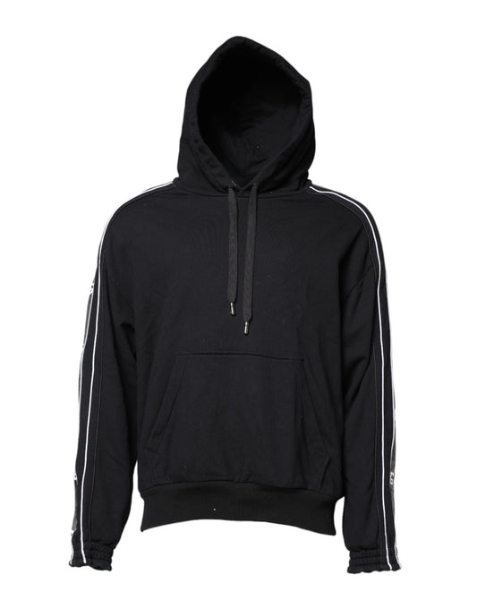 Dolce & Gabbana Black Cotton Logo Hooded Sweatshirt Sweater TSH90274-50