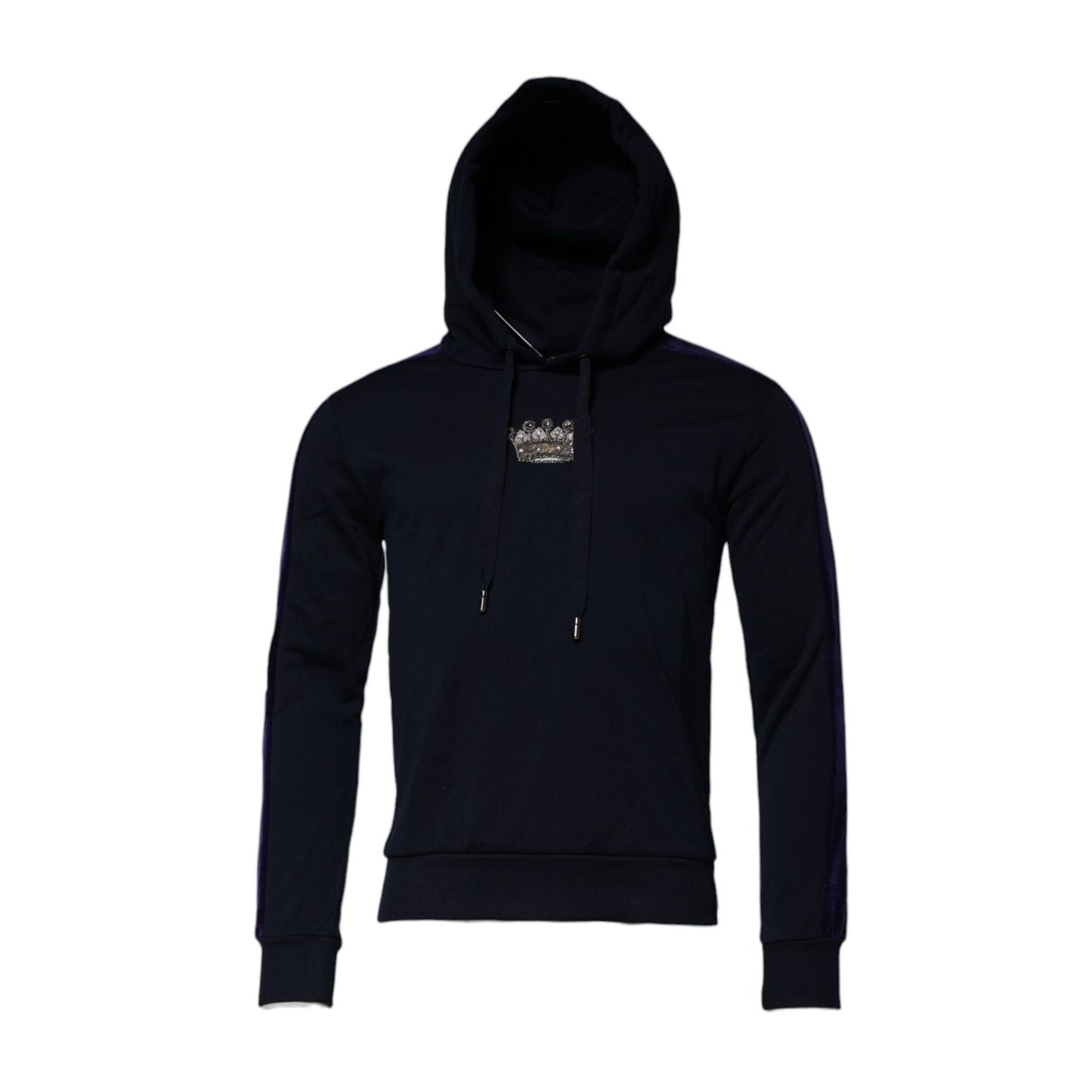 Dolce & Gabbana Black Crown Cotton Hooded Sweatshirt Sweater