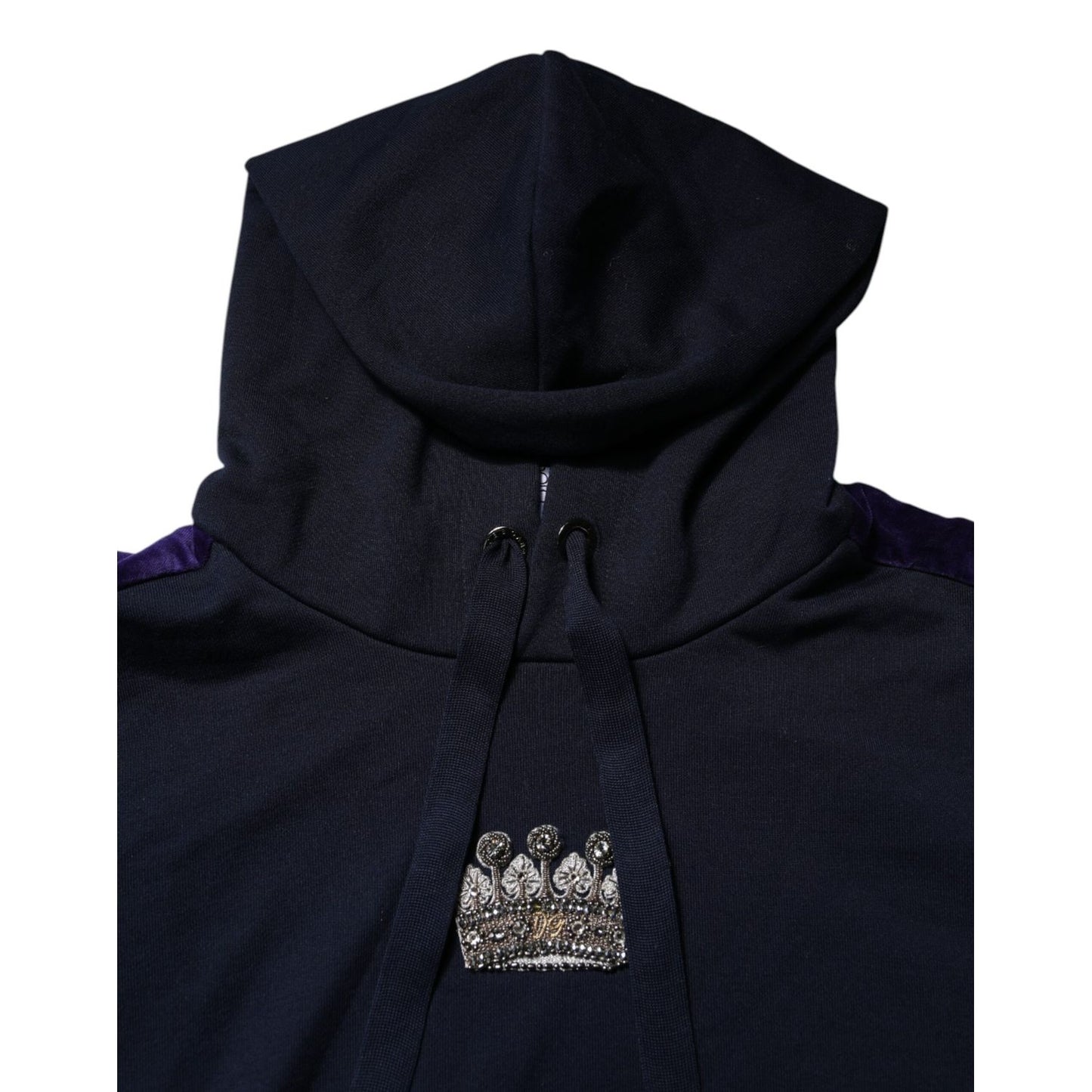 Dolce & Gabbana Black Crown Cotton Hooded Sweatshirt Sweater