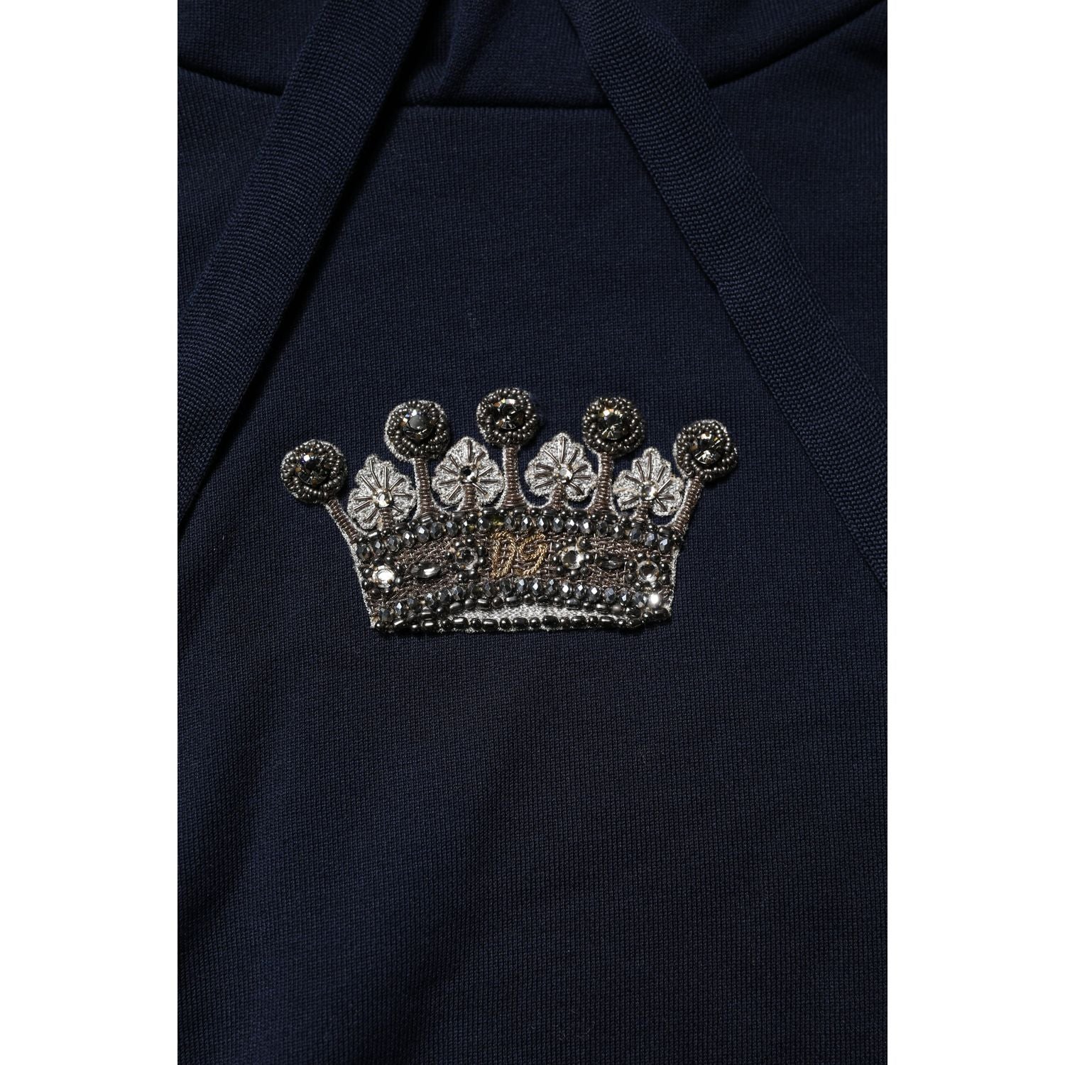 Dolce & Gabbana Black Crown Cotton Hooded Sweatshirt Sweater