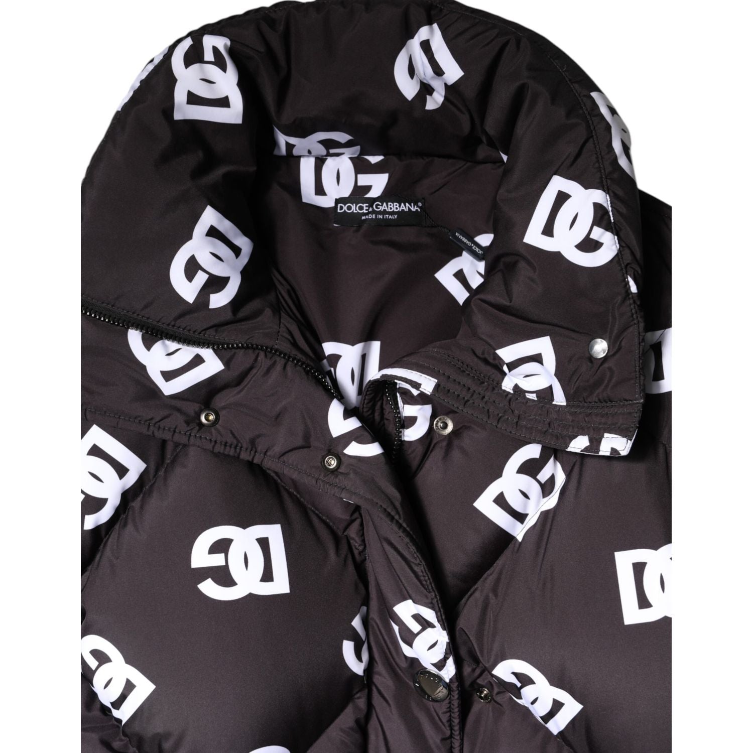 Dolce & Gabbana Black DG Mania Puffer Quilted Long Coat Jacket