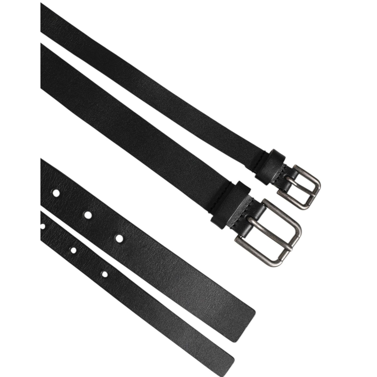 Dolce & Gabbana Black Double Strap Leather Buckle Men Belt