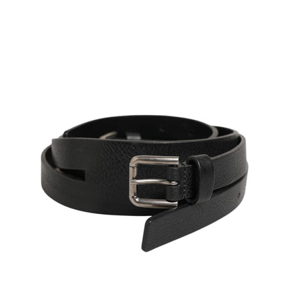 Dolce & Gabbana Black Double Strap Leather Gold Buckle Belt