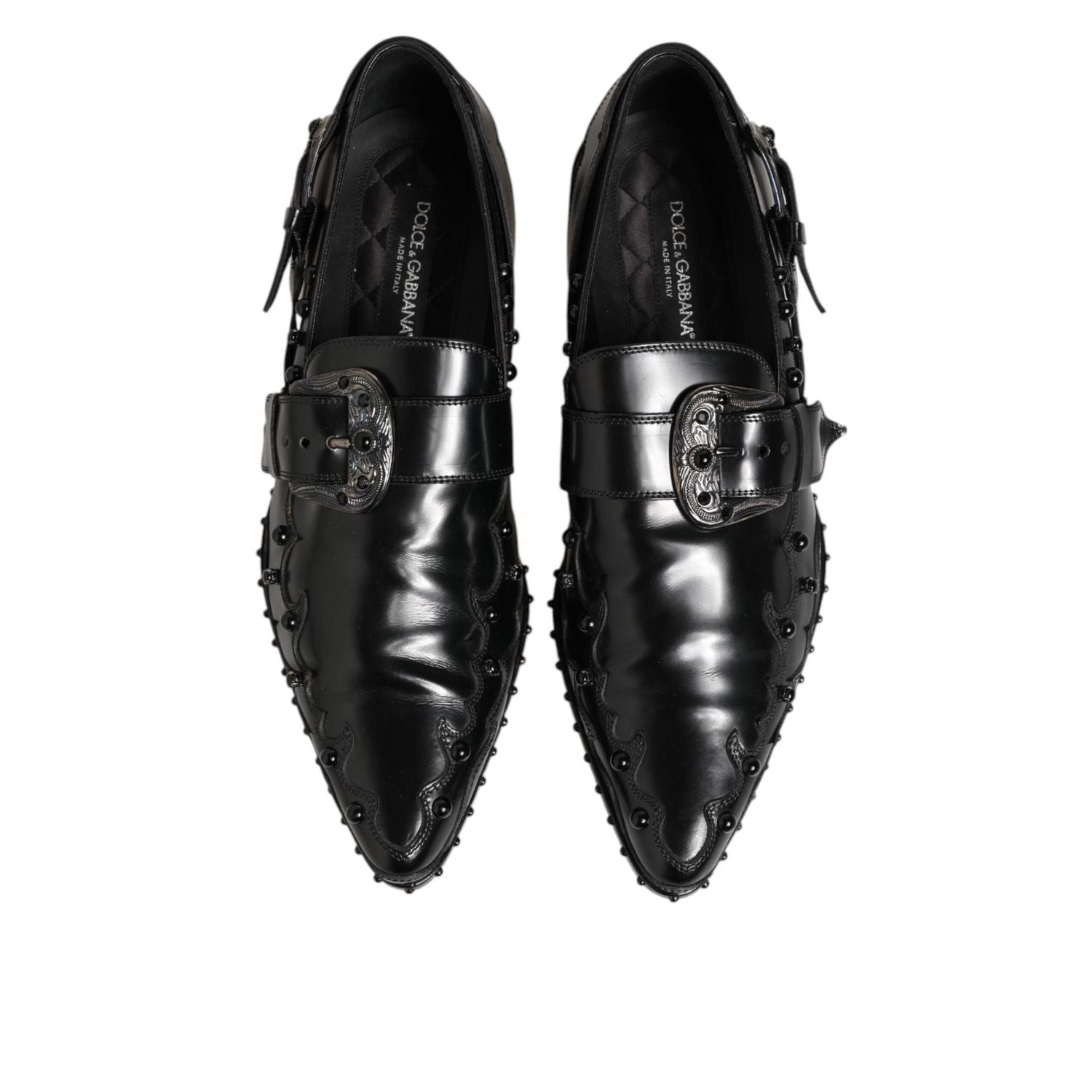 Dolce & Gabbana Black Embellished Dress Monk Strap Shoes