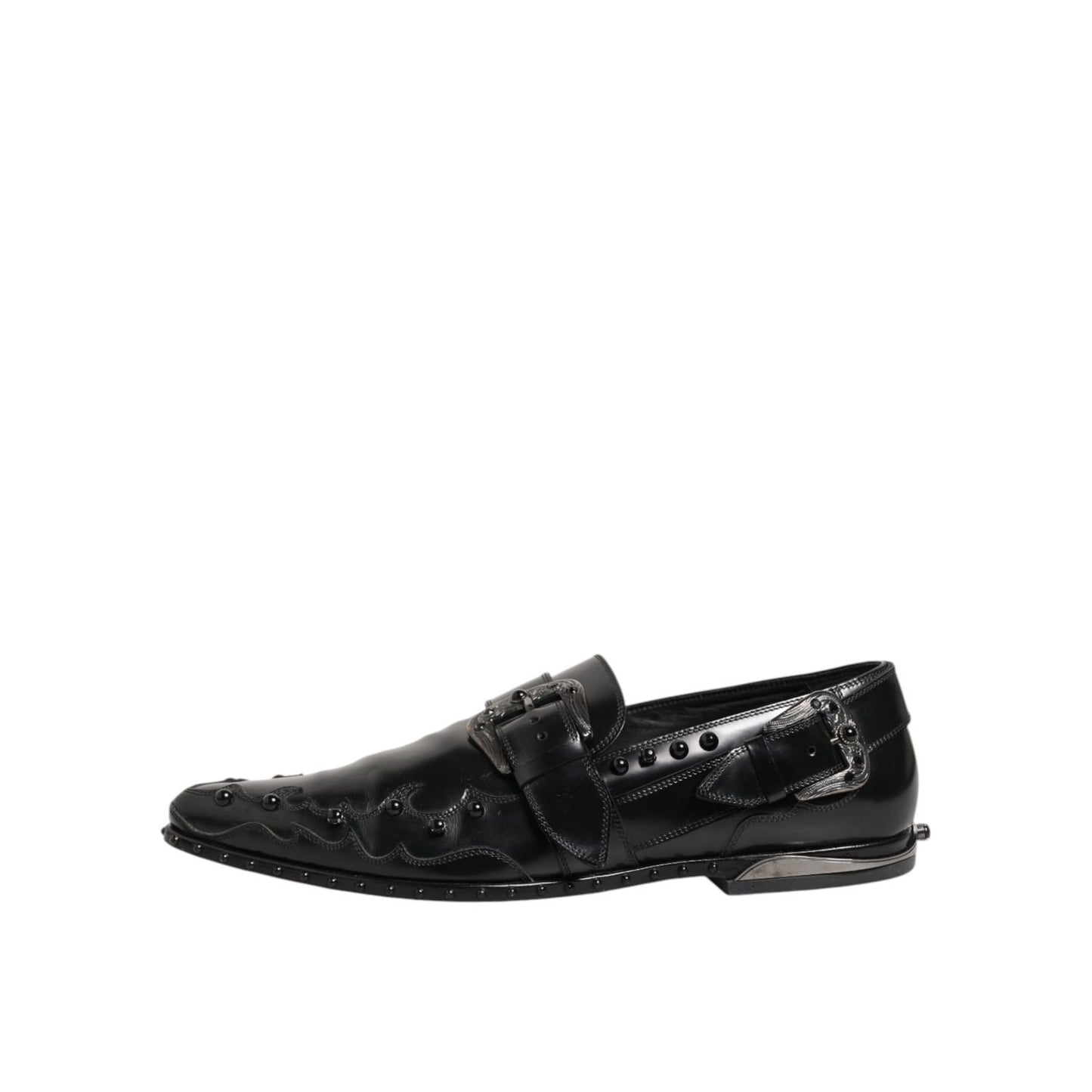 Dolce & Gabbana Black Embellished Dress Monk Strap Shoes