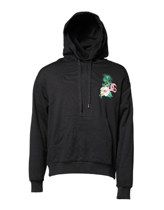 Dolce & Gabbana Black Embroidery Hooded Sweatshirt Sweater TSH90276-54