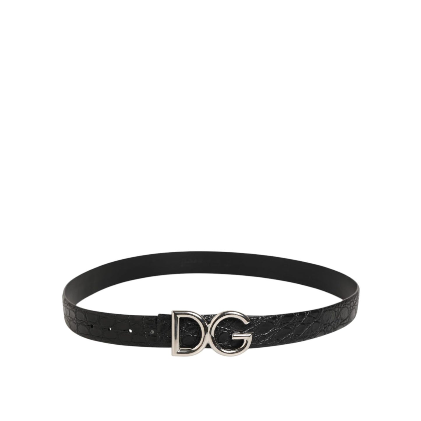 Dolce & Gabbana Black Exotic Leather DG Logo Buckle Belt