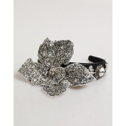 Dolce & Gabbana Black Hair Flower Crystal LIMONI Women Headband Diadem