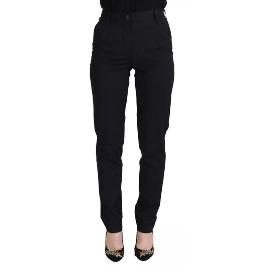 Dolce & Gabbana Black High Waist Skinny Trouser STAFF Pants PAN73120-36