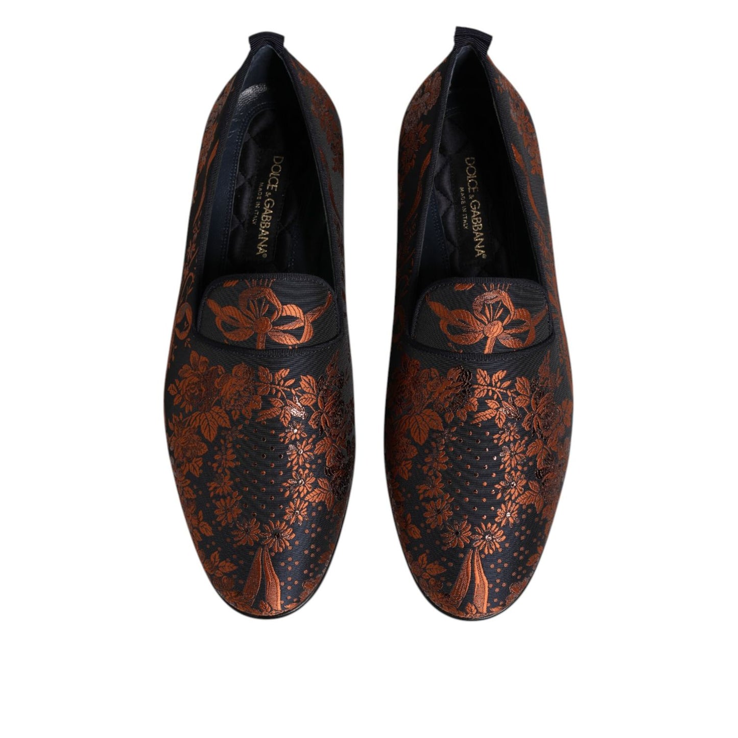 Dolce & Gabbana Black Jacquard Polyester Slip On Loafers Shoes