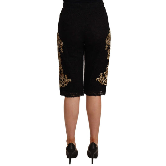 Dolce & Gabbana Black Lace Gold Baroque SPECIAL PIECE Shorts PAN72101-40