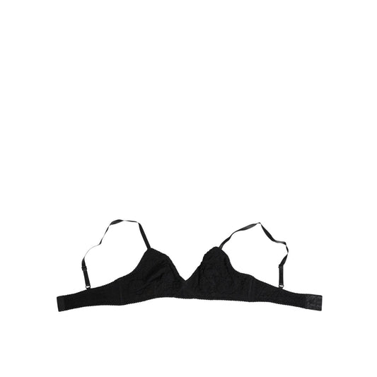 Dolce & Gabbana Black Lace Triangle Bralette Wireless Underwear with adjustable straps and elastic underband.