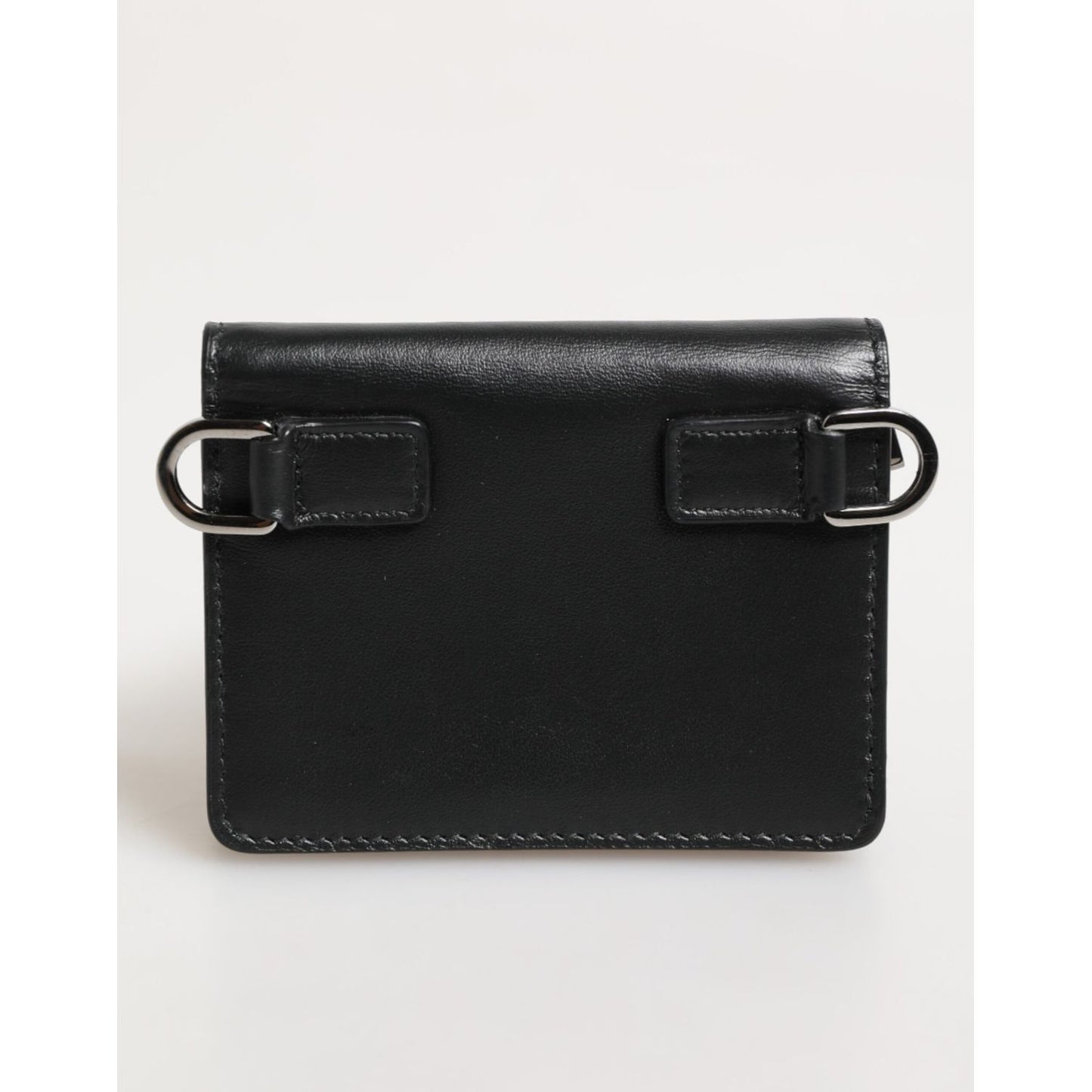 Dolce & Gabbana Black Leather DG Logo Bifold Card Holder Men Borse Wallet back view