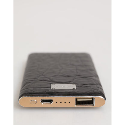 Dolce & Gabbana Black Leather Embossed Skin 3000mAh Power Bank Charger USB