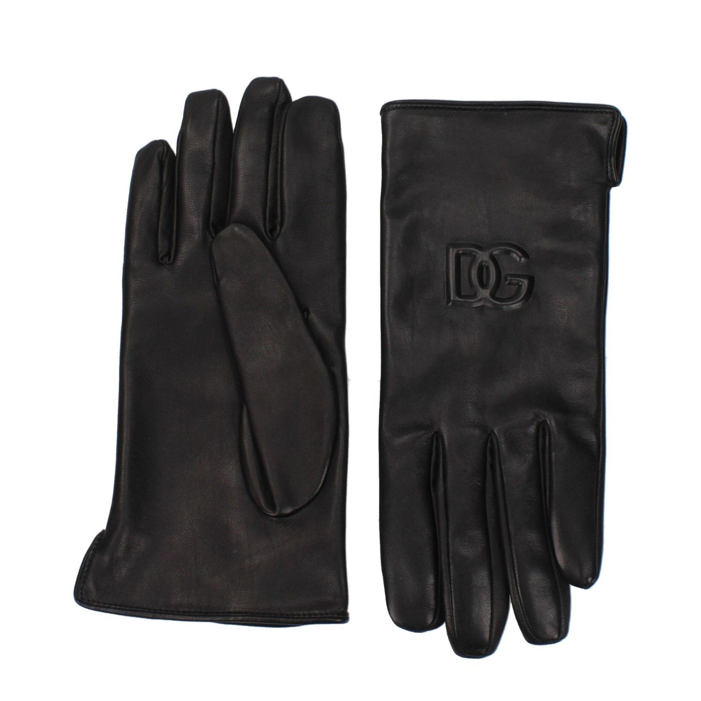 Dolce & Gabbana Black Leather Gloves with embossed logo, MPN BG0169AQ38180999, made of 100% leather from the new collection.