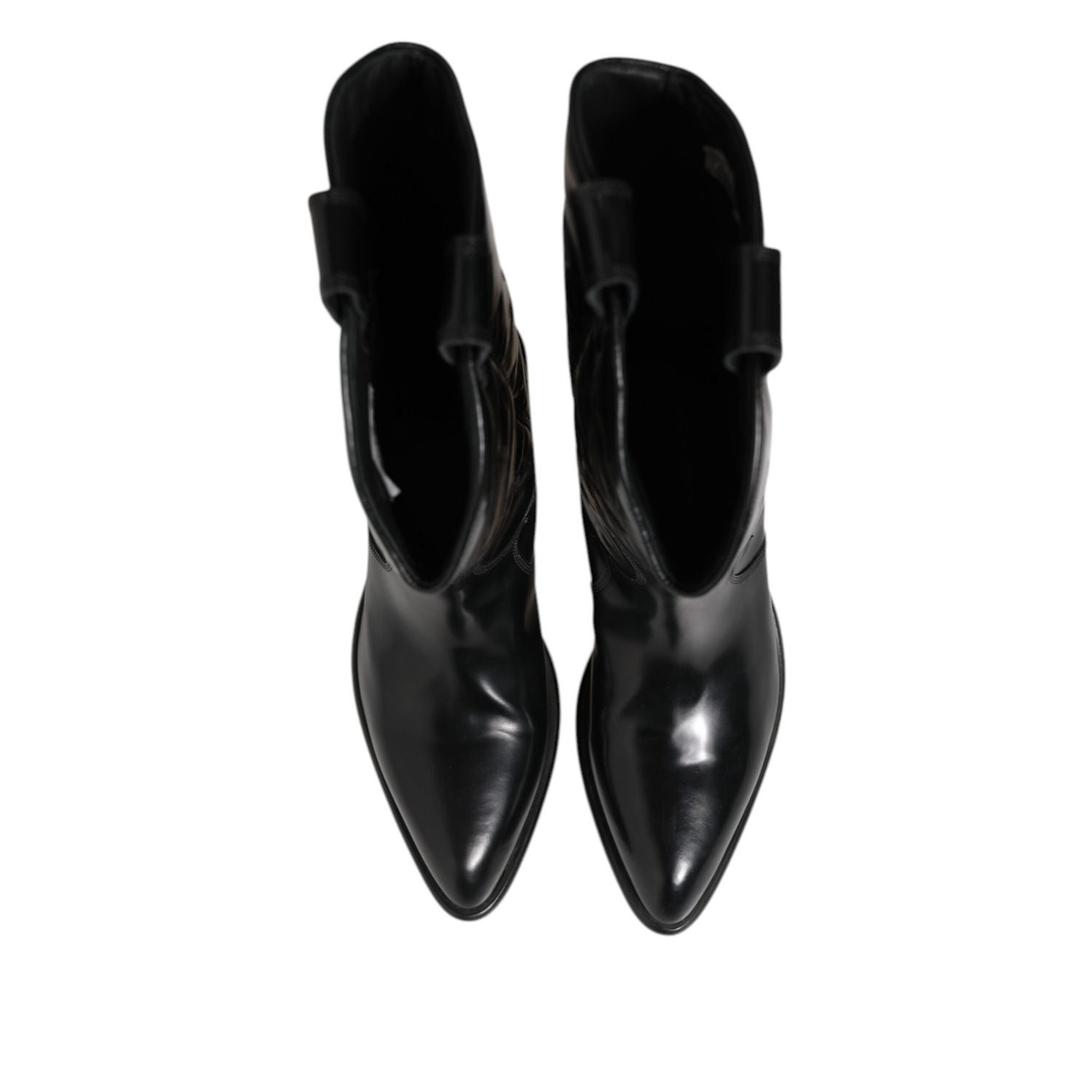 Dolce & Gabbana Black Leather Over The Calf Biker Boots Shoes