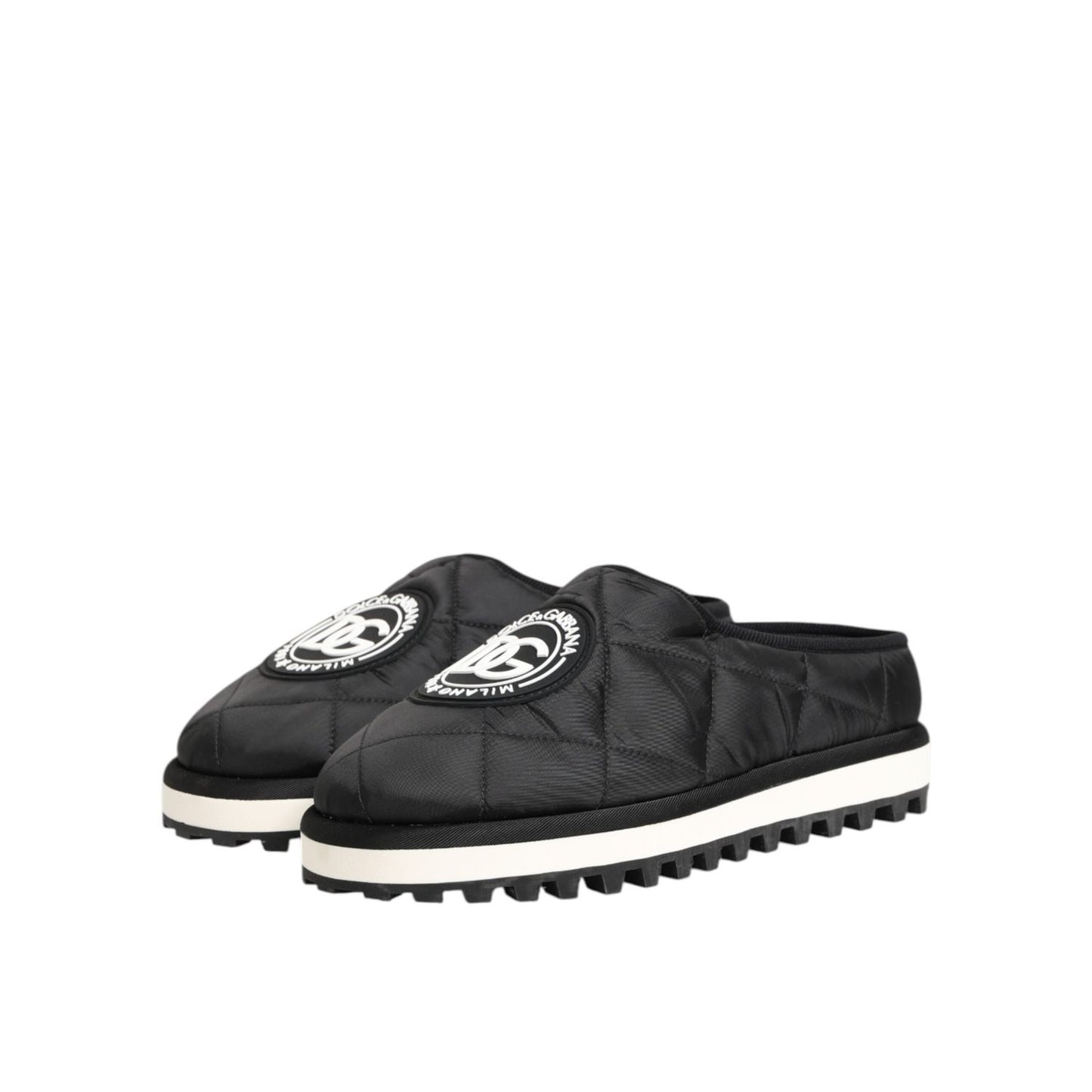 Dolce & Gabbana Black Nylon Low Top Slip On Sneaker Shoes