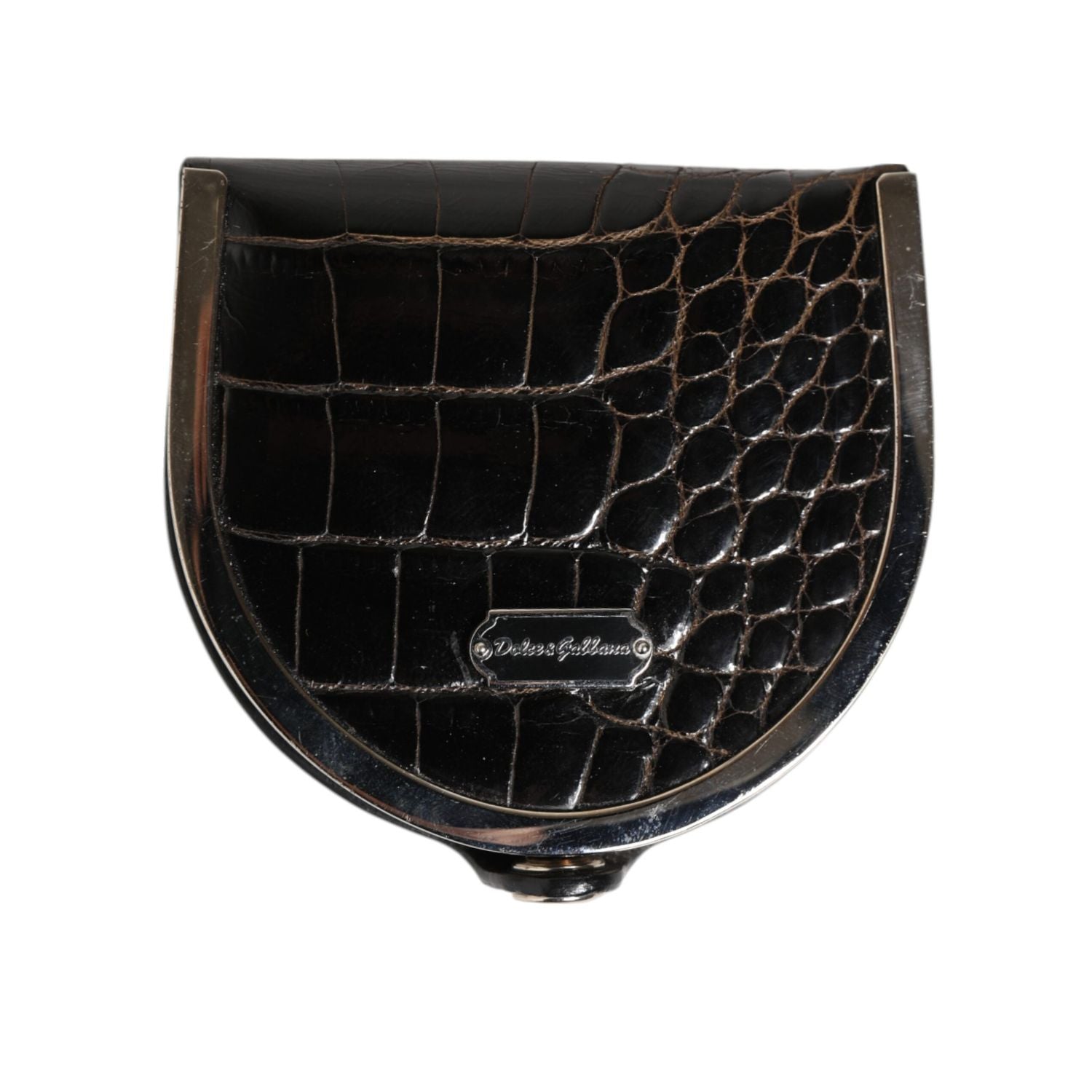 Dolce & Gabbana Black Polished Crocodile Leather Mens Coin Purse Wallet
