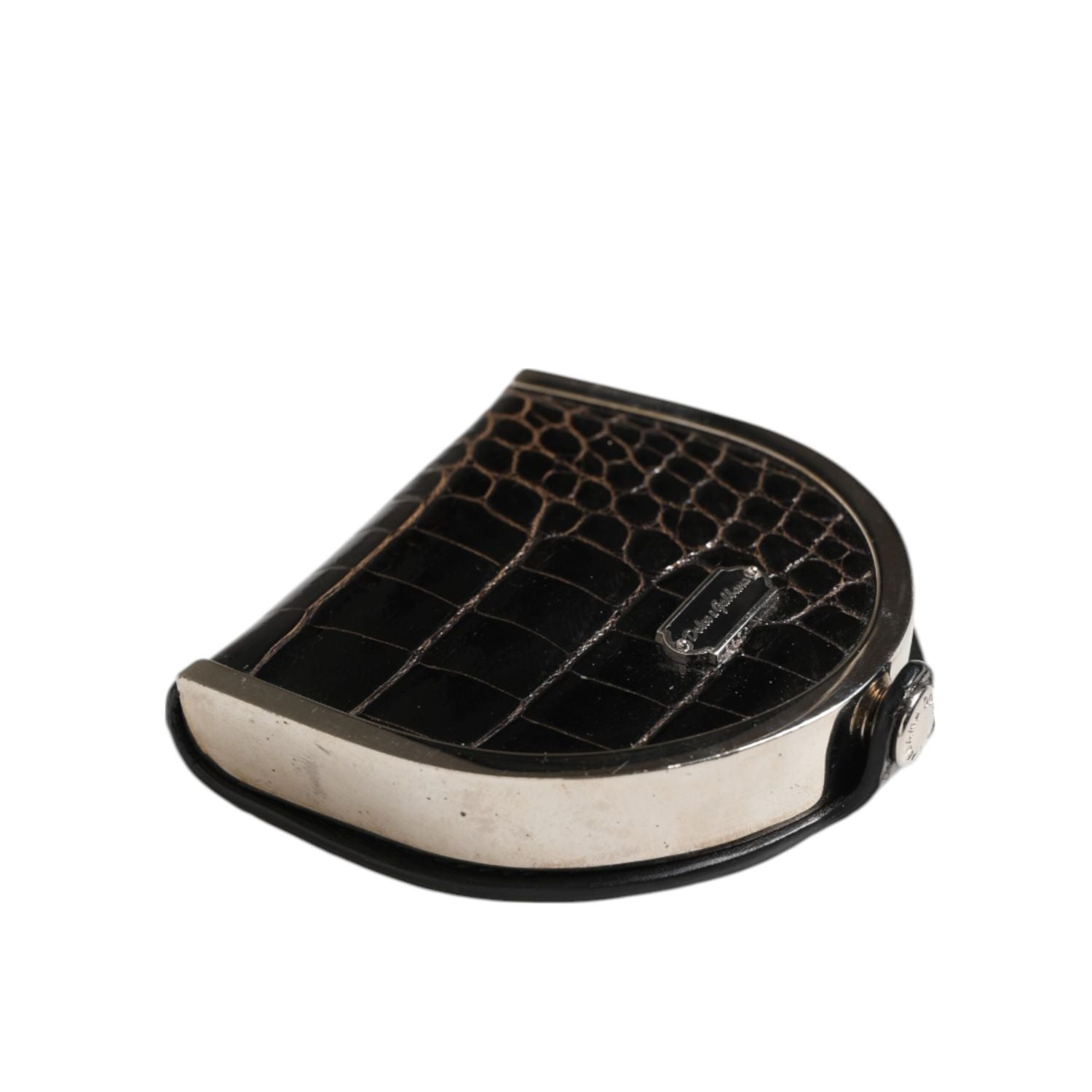 Dolce & Gabbana Black Polished Crocodile Leather Mens Coin Purse Wallet