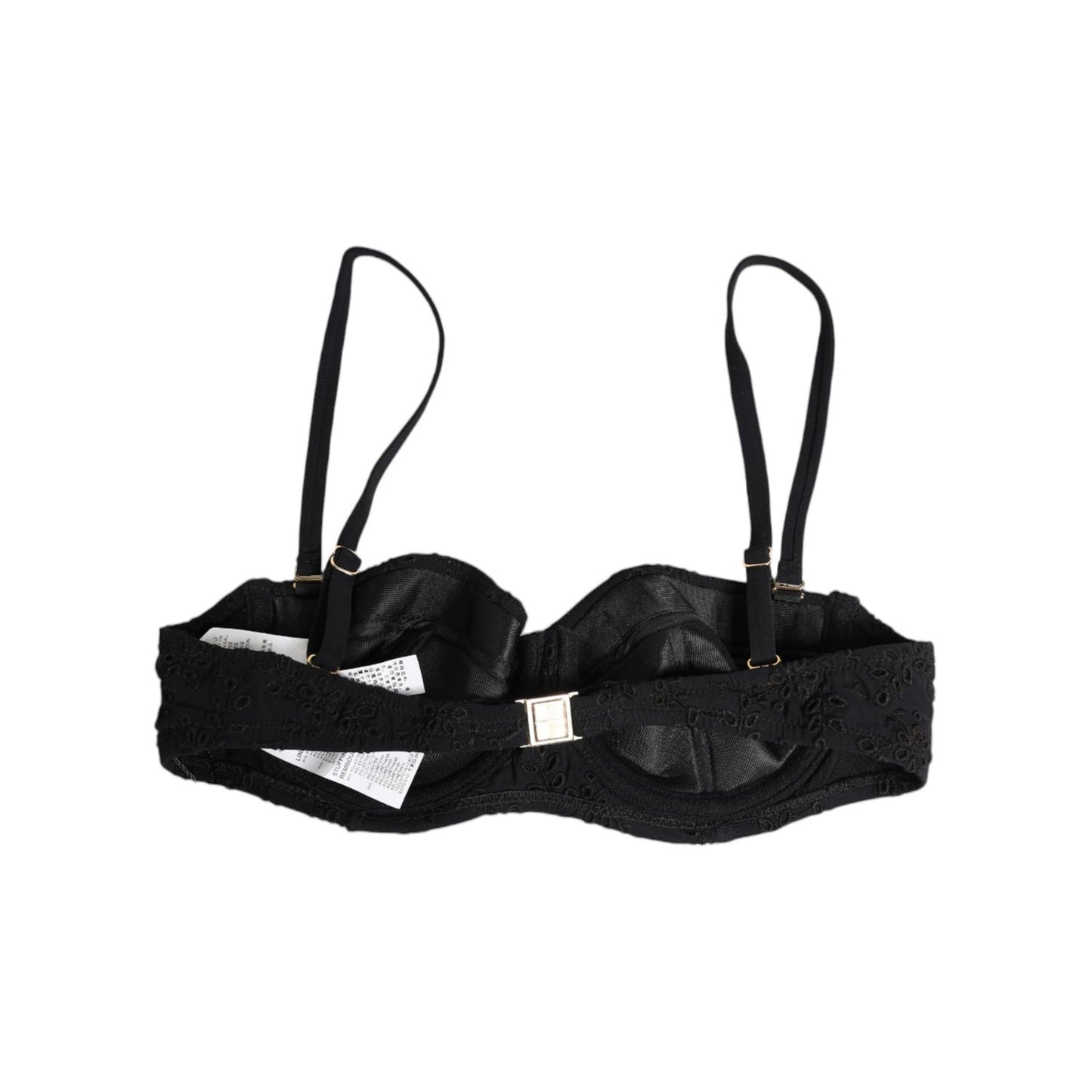 Dolce & Gabbana Black Polyester Embroidered Underwire Bra Underwear with floral detailing, crafted from 75% Polyamide, 25% Elastane.