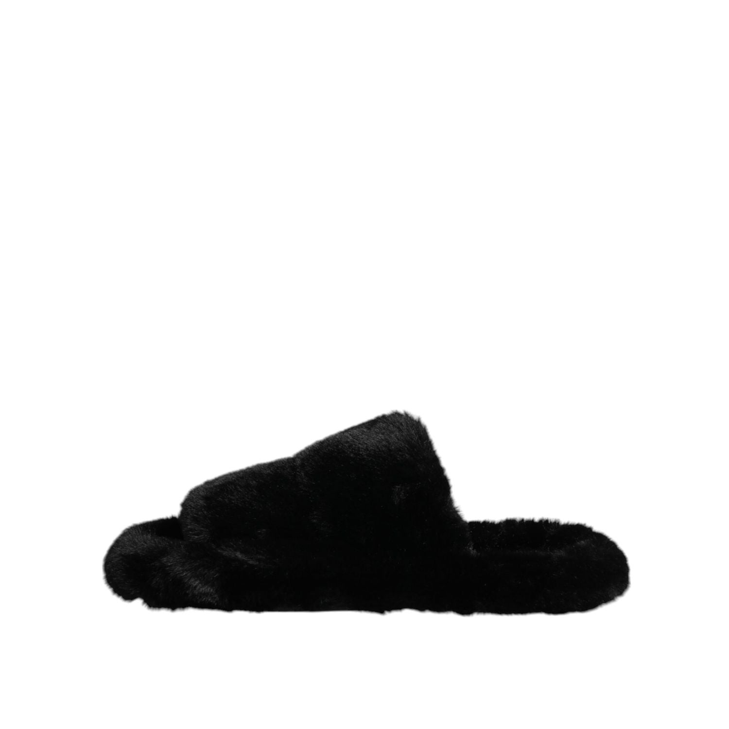 Dolce & Gabbana Black Polyester Velvet Slides Slipper Shoes