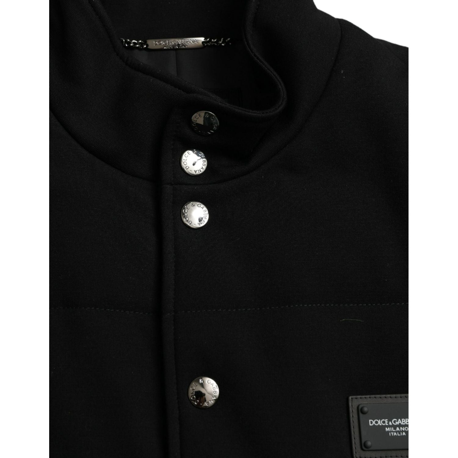 Dolce & Gabbana Black Rayon Buttoned Vest Logo Jacket