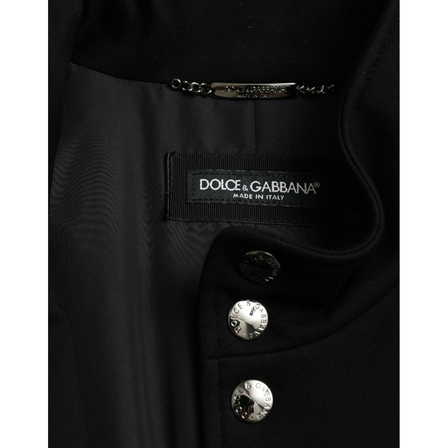 Dolce & Gabbana Black Rayon Buttoned Vest Logo Jacket