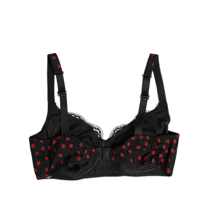 Dolce & Gabbana Black Red Polka Dot Underwired Balconette Underwear
