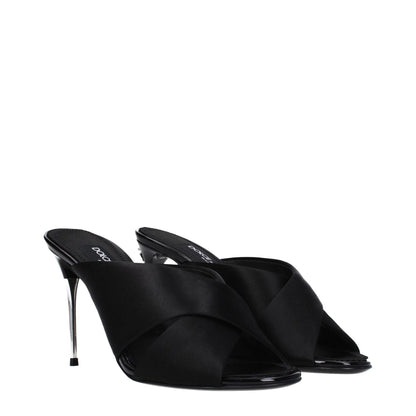 Dolce & Gabbana Black Satin Stiletto Heel Sandals, open toe high heel with leather sole, casual style, MPN CR1738AV7998B956.
