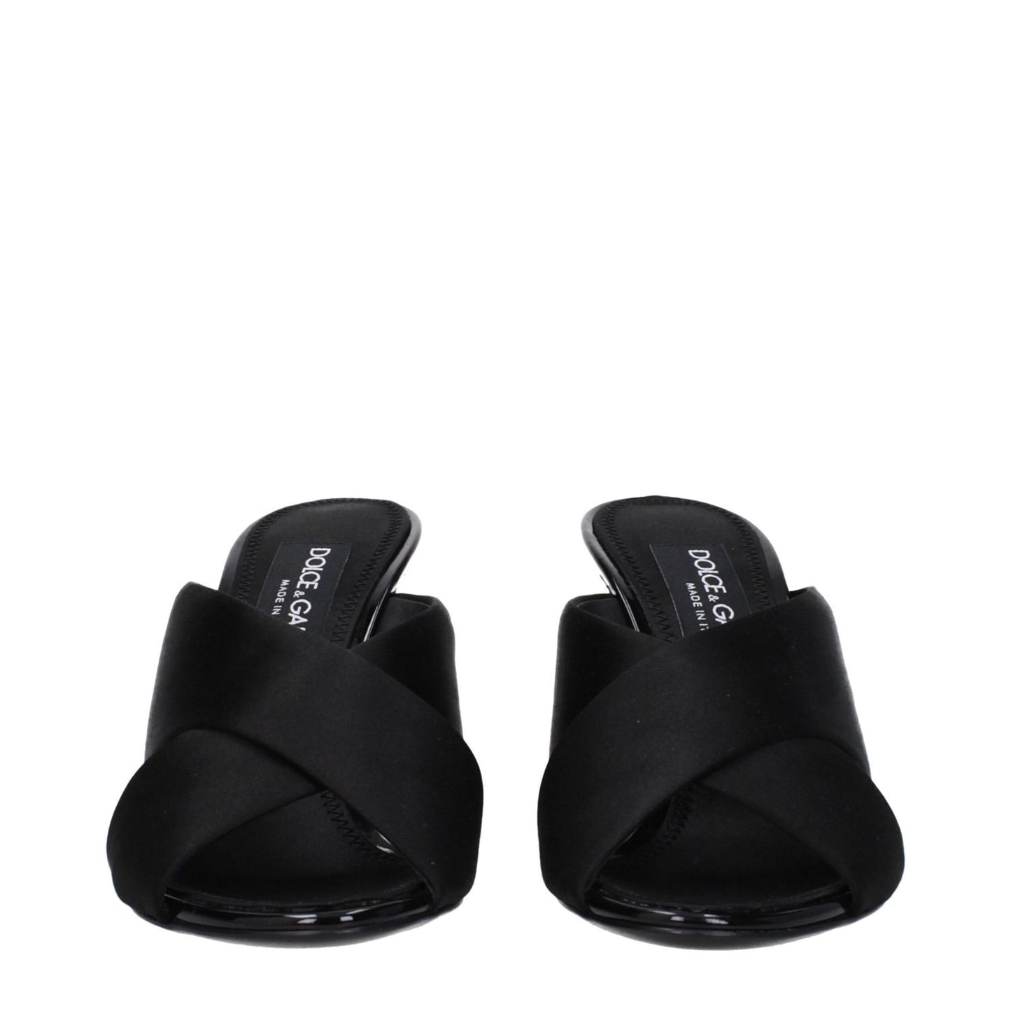 Dolce & Gabbana Black Satin Stiletto Heel Sandals, open toe, high heel leather sole, style CR1738AV7998B956 casual footwear.