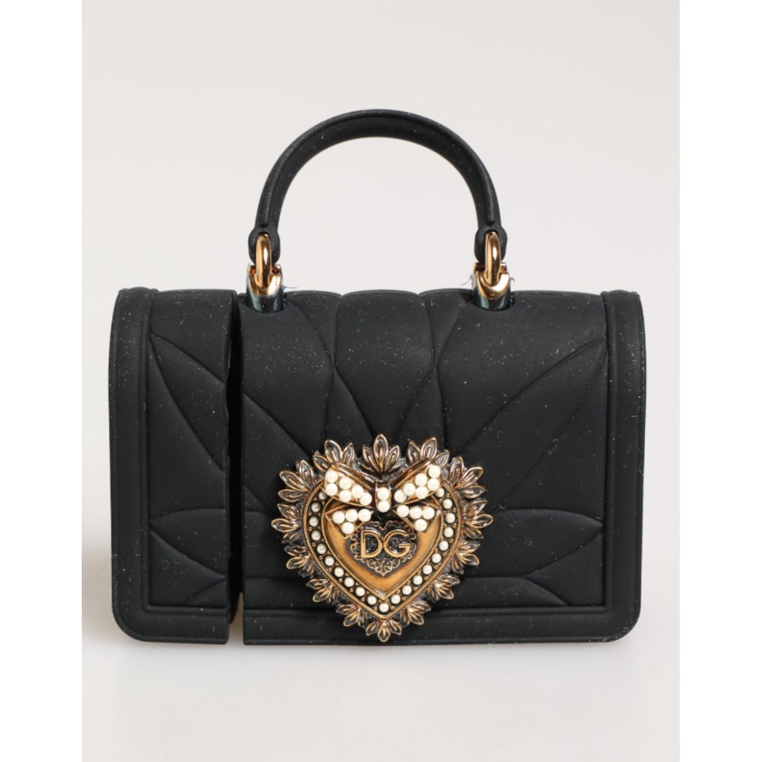 Dolce & Gabbana Black Silicone Devotion Heart Cover Hand Bag Airpod Case