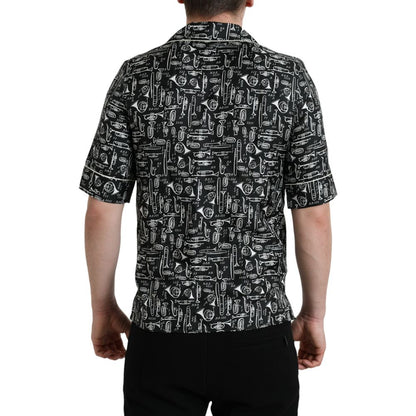Dolce & Gabbana Black Silk Pattern Shirt