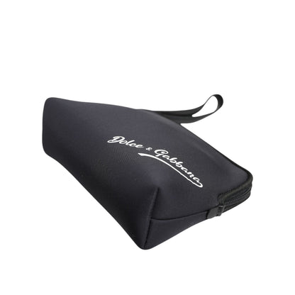 Dolce & Gabbana Black Solid Nylon DG LogoPrint Clutch Zip Borse Pouch Bag