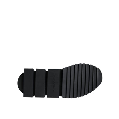 Sole view of Dolce & Gabbana Black Sorrento Socks Logo Sneakers Shoes showing ridged rubber design.