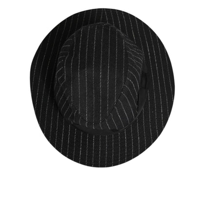 Dolce & Gabbana Black Striped Virgin Wool Men Fedora Capello Hat