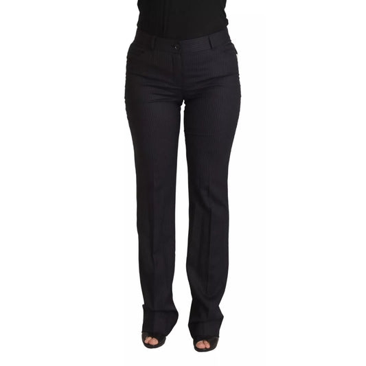 Dolce & Gabbana Black Stripes Mid Waist Trouser Pants PAN73096-42