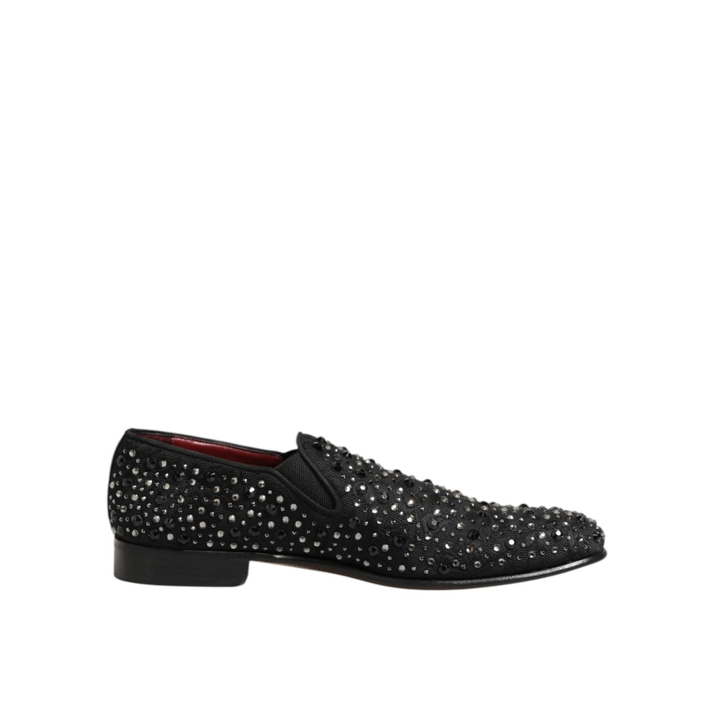 Dolce & Gabbana Black Suede Crystal Embellished Loafer Shoes