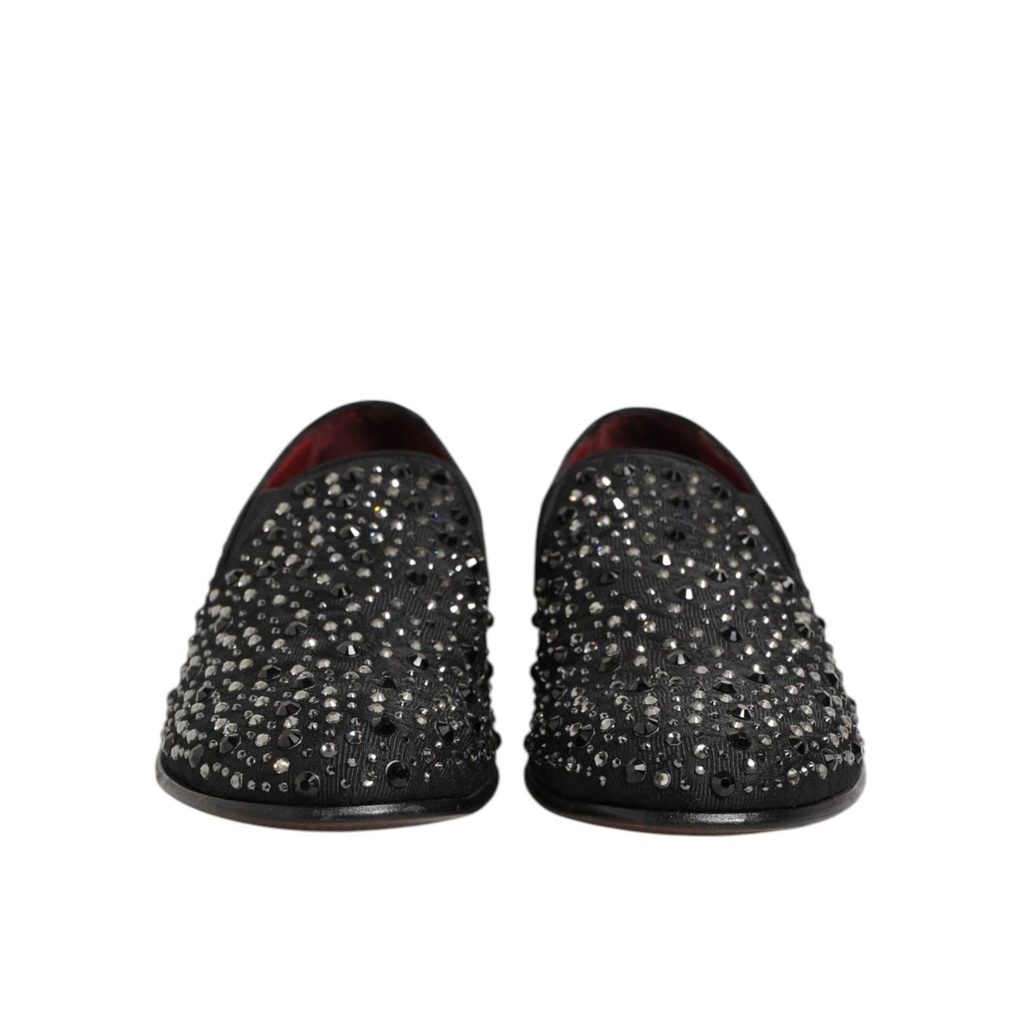 Dolce & Gabbana Black Suede Crystal Embellished Loafer Shoes
