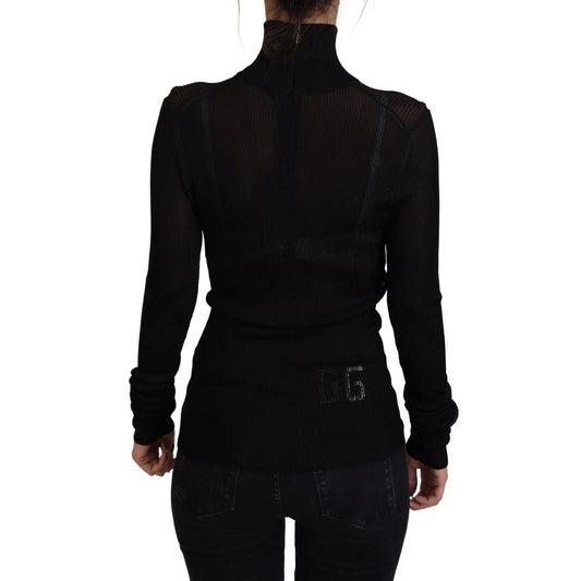 Dolce & Gabbana Black Turtleneck Slim Fit Pullover Sweater TSH83251-46