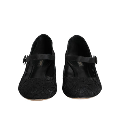 Dolce & Gabbana Black Vally Taormina Floral Lace Pumps Shoes