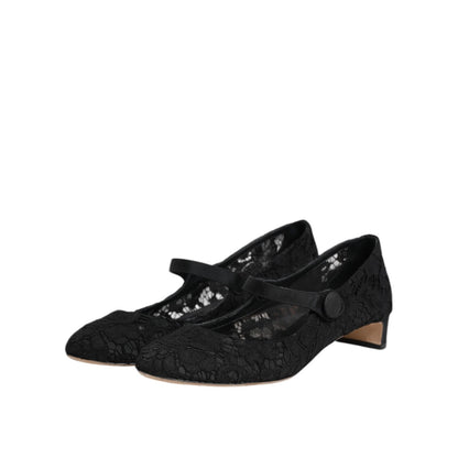 Dolce & Gabbana Black Vally Taormina Floral Lace Pumps Shoes
