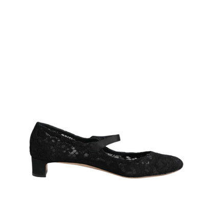 Dolce & Gabbana Black Vally Taormina Floral Lace Pumps Shoes