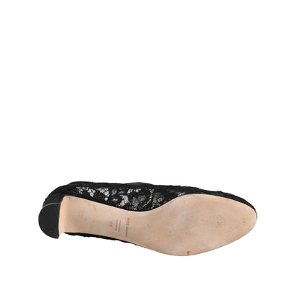 Dolce & Gabbana Black Vally Taormina Floral Lace Pumps Shoes
