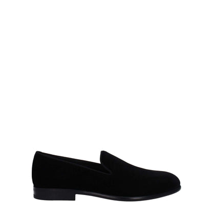 Dolce & Gabbana Black Velvet Slip-On Loafers with leather sole, round toe, and low flat heel; MPN A50491A680880999.