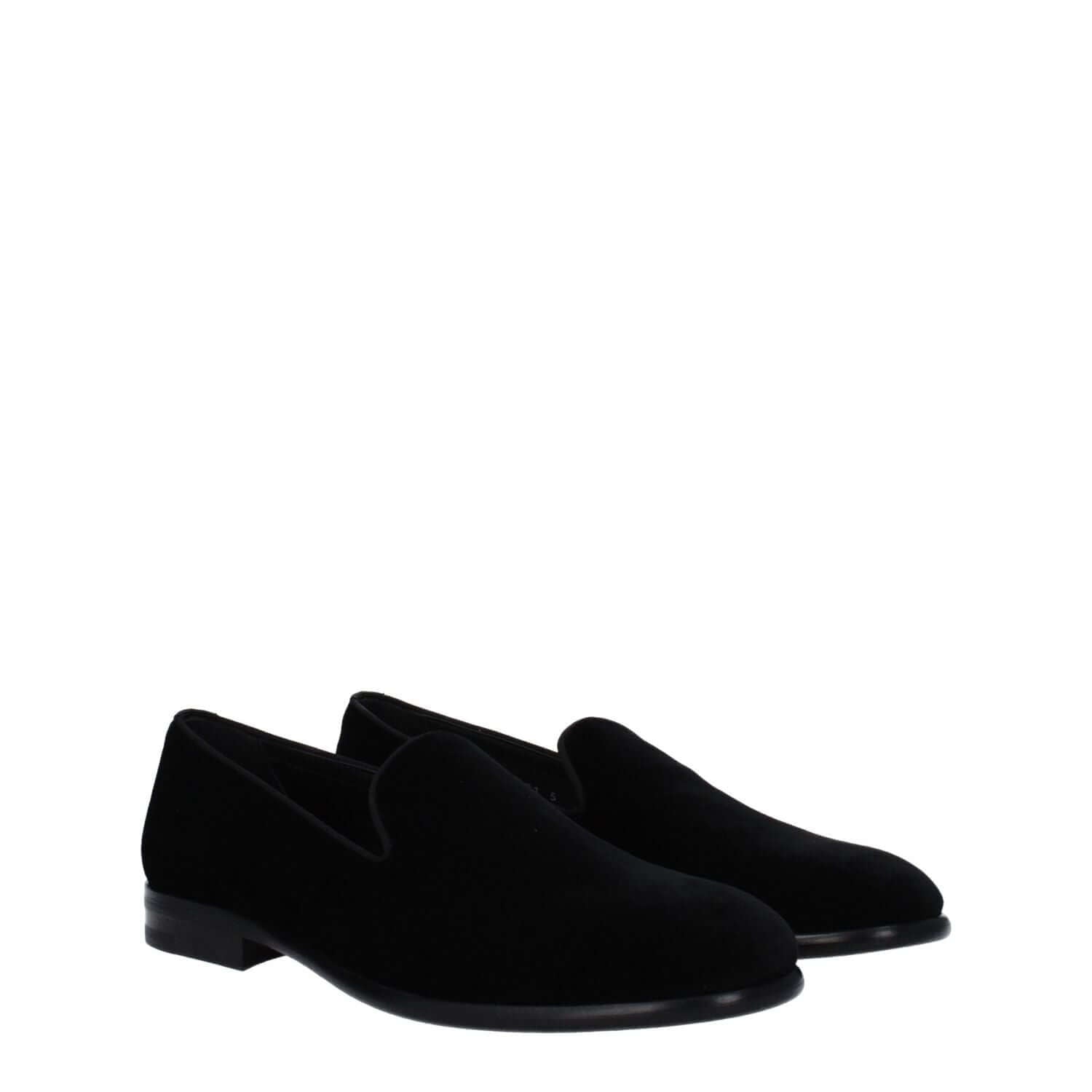 Dolce & Gabbana Black Velvet Slip-On Loafers