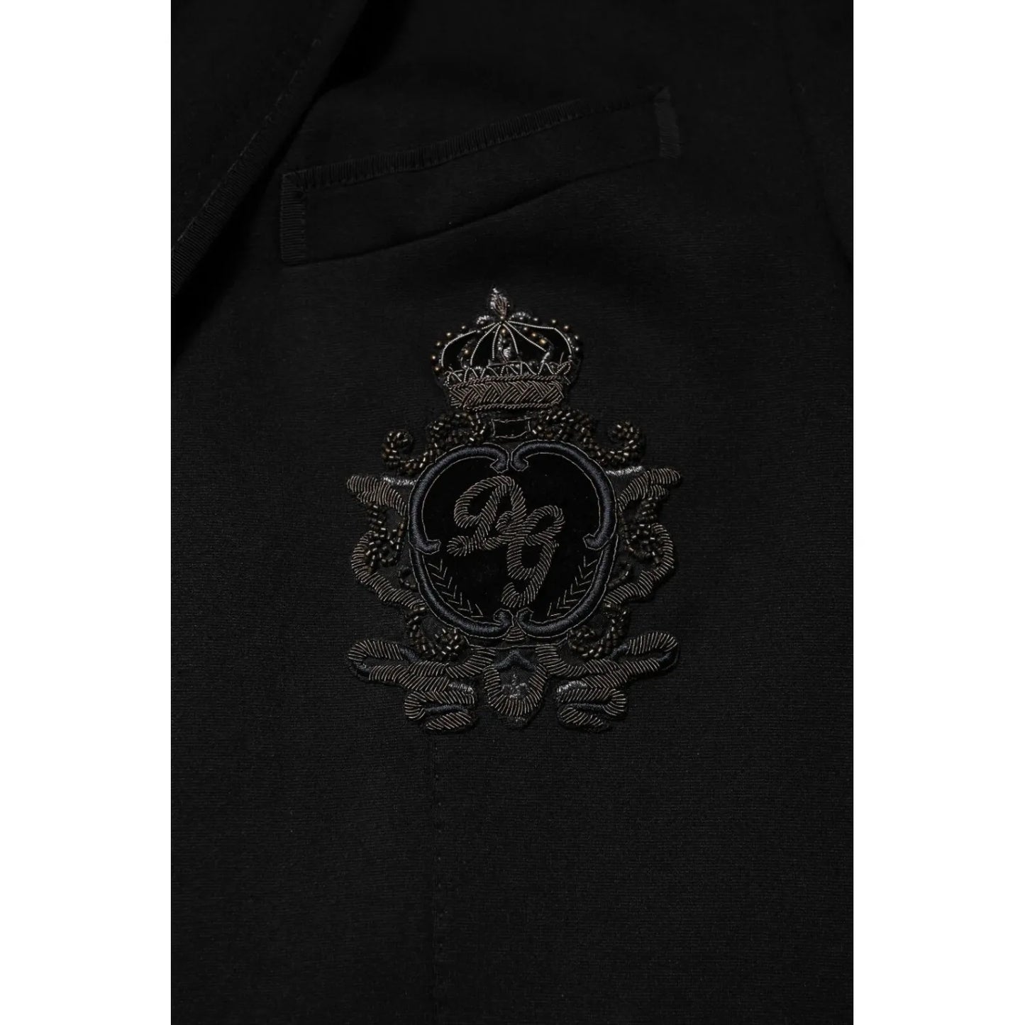 Dolce & Gabbana Black Viscose DG Crown Blazer Coat Jacket