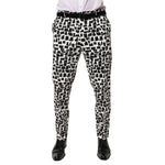 Dolce & Gabbana Black White Abstract Print Cotton Blend Pants with an artistic brushstroke pattern, tailored fit displayed front view.